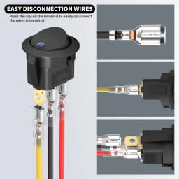 DaierTek 4PCS Round Rocker Switch 12V 20A Round Toggle Switch 12 Volt DC Lighted 3 Pin 2 Way SPST Switch for Automotive Car Boat
