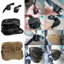 Foldable Car Back Seat Table Auto Drink Food Cup Mini Tray Holder Stand Desk Trash Bin Storage Case Interior Vehicle Accessories