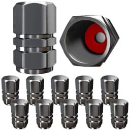 AUTCOAT Tire Valve Caps (12 Pcs) Heavy-Duty Stem Covers | Dust Proof, with O Rubber Seal | Hexagon Design