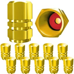 AUTCOAT Tire Valve Caps (12 Pcs) Heavy-Duty Stem Covers | Dust Proof, with O Rubber Seal | Hexagon Design