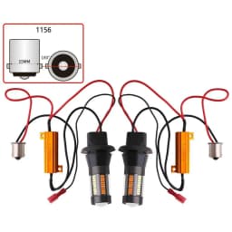 2PCS Dual Color 1156 BA15S BAU15S P21W PY21W T20 7440 LED Bulbs Canbus DRL Turn Signal Lights 4014 66 SMD White Amber Error Free