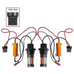2PCS Dual Color 1156 BA15S BAU15S P21W PY21W T20 7440 LED Bulbs Canbus DRL Turn Signal Lights 4014 66 SMD White Amber Error Free