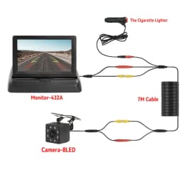 4.3 TFT LCD HD Screen Folding Car Monitor with Rear View Camera LED Backup for Vehicle Parking Easy Installation