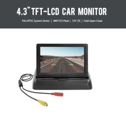 4.3 TFT LCD HD Screen Folding Car Monitor with Rear View Camera LED Backup for Vehicle Parking Easy Installation