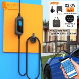 Feyree 22KW 32A 3Phase Type2 Portable EV Charger Wi-Fi APP Control EVSE Charging Box Charging Station for Electric Car Charger