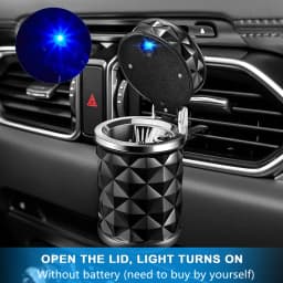 Universal Car Cigarette Ashtray Cup With LED Light Alloy Ash Tray Aluminum Cup Smokeless Detachable Vehicle Ashtray Holder