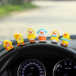 6pcs Anime Figure Little Yellow Duck Model Decor Cute Car Mounted Ornaments Auto Interior Dashboard Accessories for Girls Gifts