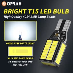 Oprah 2PCS Canbus No Error T15 W16W 4014 54SMD LED Bulbs 2800LM Replace For Car Backup Reverse Light Auto Lamps 6000K White 12V