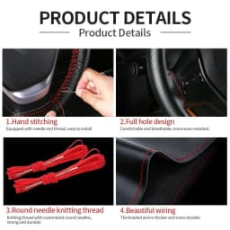 Artificial Leather Steering Wheel Cover Anti-Slip Braiding Cover For Steering Wheel Cowhide 37cm-38cm Steering Wheel Protector