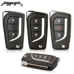 Jingyuqin 2/3 Buttons Flip Remote Car Key Shell Case For Toyota Corolla 2017 RAV4 Before 2013 Toy43 Toy48 VA2 Blade Replacement