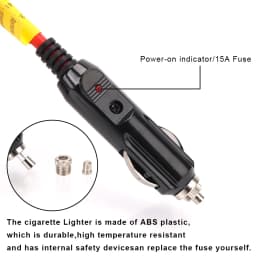 3.6m Cable Car Power Adapter Extender 15A Fuse Indicator 12ft Cord Extension 12V 24V Auto Chargers Cigar Lighter Socket Plug