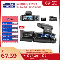 New AZDOME 4K M550 Pro Dash Cam Front Rear Interior 3 in 1 Car Camera 24H Parking Monitor Supercapacitor 5G WIFI GPS ADASCar DVR