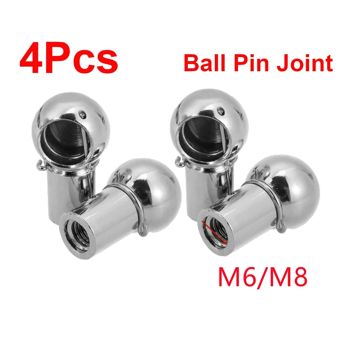 4Pcs M6 M8 Gas Strut Rod End Fitting Ball Pin Connector Joint Valve Spring Holder Universal for Car Boot Front Bonnet Trunk Home