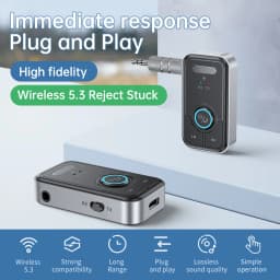 Bluetooth 5.3 Car AUX Audio Adapter Receiver Transmitter AUX Wireless Audio Adapter 3.5mm Jack for Car Earphones TV Speakers