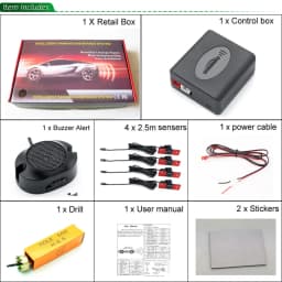 GreenYi Car Parking Sensor Assistant Parktronics 4 Black/Silver/White 13mm Flat Sensors Reverse Radar Sound Buzzer Alarm Sound