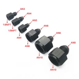 Jiax Black Aluminum AN4 AN8 AN6 1/8NPT Female to AN 3 AN6 AN8 AN10 Male Flare Adapter Fitting Reducer