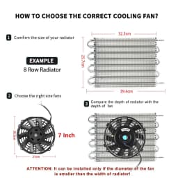 Universal 7/9/10/12/14/16 Inch 12V 80W 2100RPM Car Air Conditioning Cooling Fan Blade Cool Mounting Kit CF-1001
