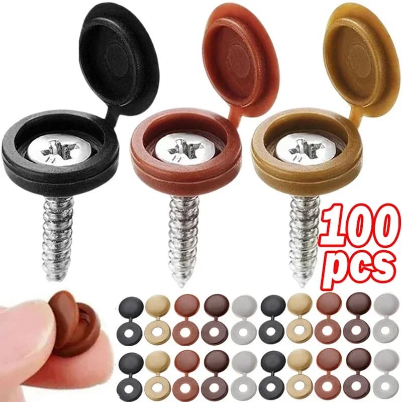 10/100Pcs Nails Screw Caps Plastic Protective Covers 7 Colors Phillips Screw Decorative Cover Cross Screw Folding Cap