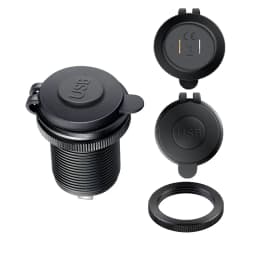Aluminum 60W USB Charger Socket Fast Charge 12V/24V USB C Car Charger Socket PD and QC3.0 Dual USB Ports for Car Boat Motorcycle