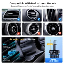 Car Phone Holder Mount,TOPK Upgrade Auto Locking Universal Phone Stand Holder with Hook Clip for Car Air Vent for iPhone Samsun