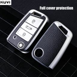 Leather TPU Car Key Case Protection Bag For VW Volkswagen Golf 7 MK7 Tiguan MK2 SEAT Ateca Leon FR 2 Ibiza For Skoda Octavia A7