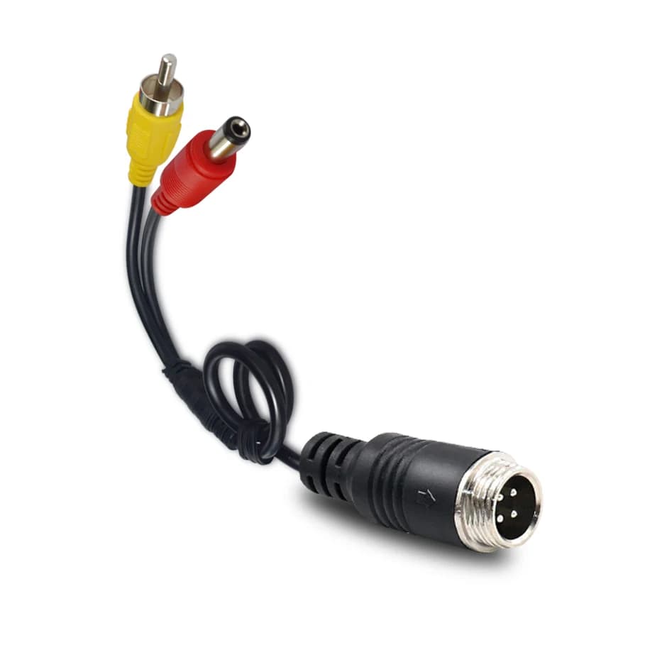 4Pin Aviation Male to Female Adapter RCA AV & DC Power Converter Cable for Car Rear Camera Monitor (Signal & Power Transmission)