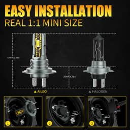 AILEO 2Pcs H7 LED Lights 200W 22000LM Headlight Bulb 6500K Mini Size Design Wireless For Car Lamp CSP 5570 Chip White Plug&Play