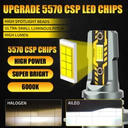 AILEO 2Pcs H7 LED Lights 200W 22000LM Headlight Bulb 6500K Mini Size Design Wireless For Car Lamp CSP 5570 Chip White Plug&Play