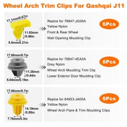 18Pcs Front Wheel Arch Trim Clips Car Exterior Flare Horn Fastener Clip Accessories 84953JA00A For Nissan Qashqai J11 2014-2021