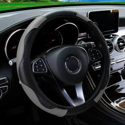 PU Carbon Fiber Leather Car Steering Wheel Cover Without Inner Ring Suitable for 14.5-15 Inches of Automotive Supplies