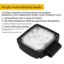 The latest LED work light 4 inch 19 bead excavator seismic arm light with plug 12-60V forklift headlight