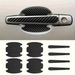 8pcs carbon fiber car door handle protective cover, scratch resistant door protection sticker, paint protection cover