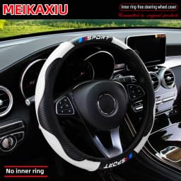 Carbon Fiber Leather Sport Car Rimless Steering Wheel Cover Is Suitable for 14.5 - 15-Inch Steering Wheels as Decoration Items