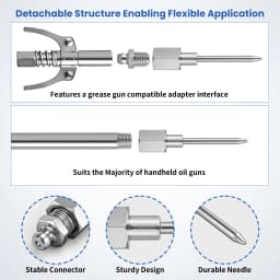 5PCS Grease Gun Needle Accessory Set Dispenser Rubber Coupler Adapter Injector Detachable Nozzles for Narrow Tight Spaces