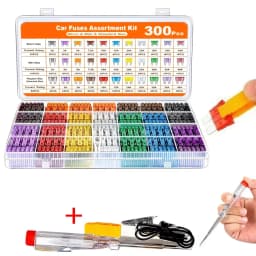 300pcsCarFuse Assortment Kit Mini Standard Micro Fuses 160x Mini 90x Standard 50x Micro with Extractor Tool Aluminum Mixed Color