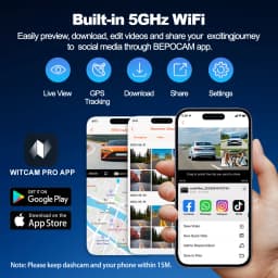 BEPOCAM 4CH Dash Cam 4K for Car 360° View DVR Camera 24H Parking Mode GPS WiFi & APP Control Video Recorder Night Vision ZD88A