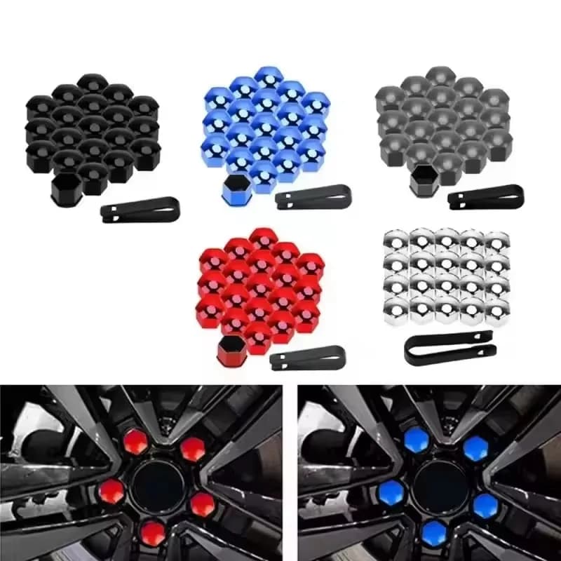 20/60pcs 17/19/21mm Wheel Nut Bolt Head Cover Cap Protective Bolt Caps Exterior Decoration Protecting Bolt Rims Screws Plugs