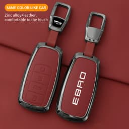 Alloy Leather Car Key Case Cover Shell Fob for Chery EBRO S400 S700 S800 Protection Key Bag Keychain Auto Interior Accessories
