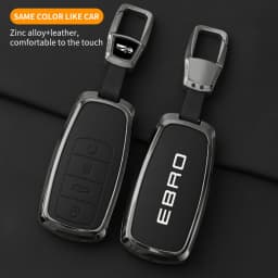 Alloy Leather Car Key Case Cover Shell Fob for Chery EBRO S400 S700 S800 Protection Key Bag Keychain Auto Interior Accessories