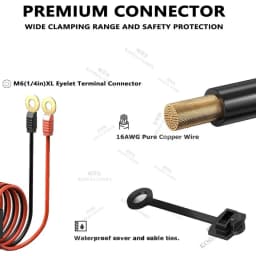 1/2PCS M10/M6 Silicone Cable Car Plug Fast Charging Connector Cable for NOCO GC008 X-Connect Cable Eyelet Terminal Connector