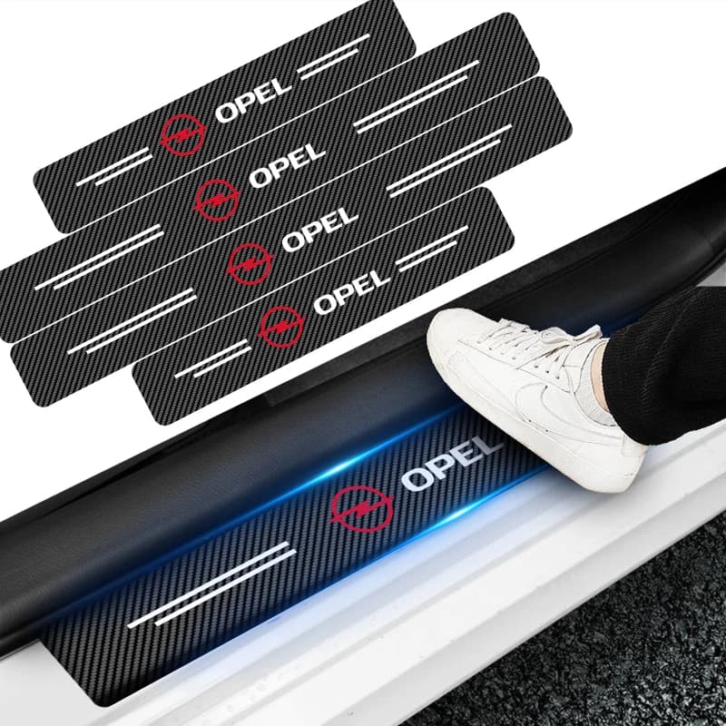 Car Door Threshold Scuff Plate Carbon Fiber Decals Stickers For Opel Corsa Astra Mokka Grandland X Insignia Zafira Vivaro Combo