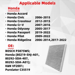 PINMOAP 880292-SDA-407 Automotive Air Conditioning Filter For Honda Accord Civic Crosstour Cr-V Odyssey Passport Pilot Ridgeline