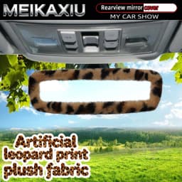 Pink Brown Faux Leopard Fur Plush Rearview Mirror Cover Elastic Car Interior Decorative Accessory for Women New Style