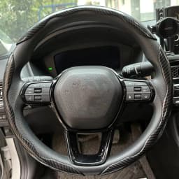 3PCS Laser Carbon Fiber Silicone Car Steering Wheel Cover 1K Micro Fiber Leather PVC Wheel Booster Cover Non-Slip Universal