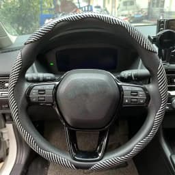 3PCS Laser Carbon Fiber Silicone Car Steering Wheel Cover 1K Micro Fiber Leather PVC Wheel Booster Cover Non-Slip Universal