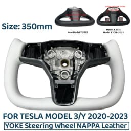  350mm Yoke Handle Steering Wheel With Heating Personalized NAPP Leather Accessories For Tesla Model 3/Y 2018-2022 Y 2022-2024