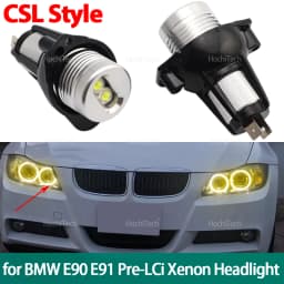 LED Error Free 20W Angel Eye Marker Light Bulb CSL CS Style Lemon Yellow Color for BMW E90 E91 Pre-LCi Xenon Headlight 04-08
