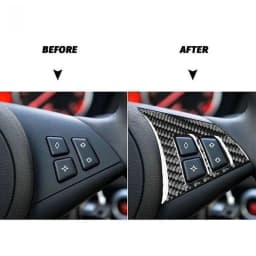 Car Steering Wheel Buttons Panel Trim Decoration for BMW 5 Series E60 2004-2010 Carbon Fiber Cover Sticker Interior Accessories