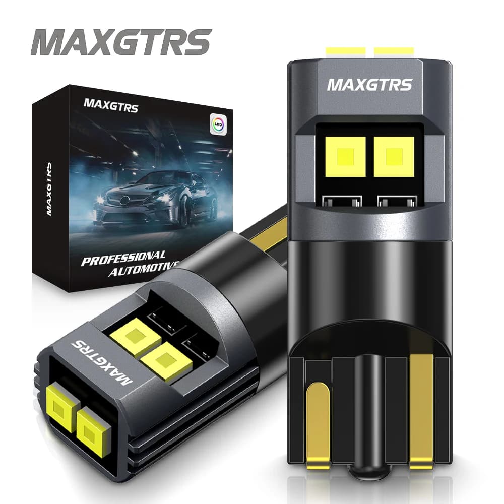 2Pcs Canbus T10 LED W5W LED Bulb No Error Car Interior Trunk Lights Side Marker License Plate Lamp White Super Bright