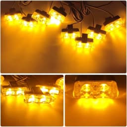 2 LED Car Emergency Strobe Lights 12V With Wireless Remote Control Yellow LED Flash Grille Light Beacon for Cars Truck Van SUV
